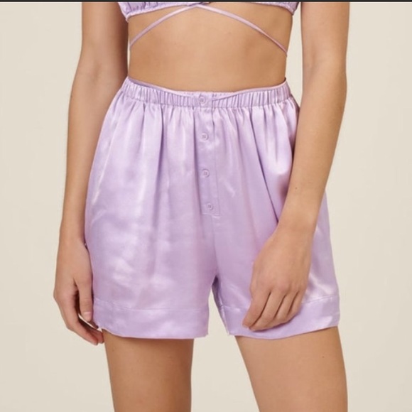 NICHOLAS Pants - NWT NICOLAS Lilac Satin Shorts
